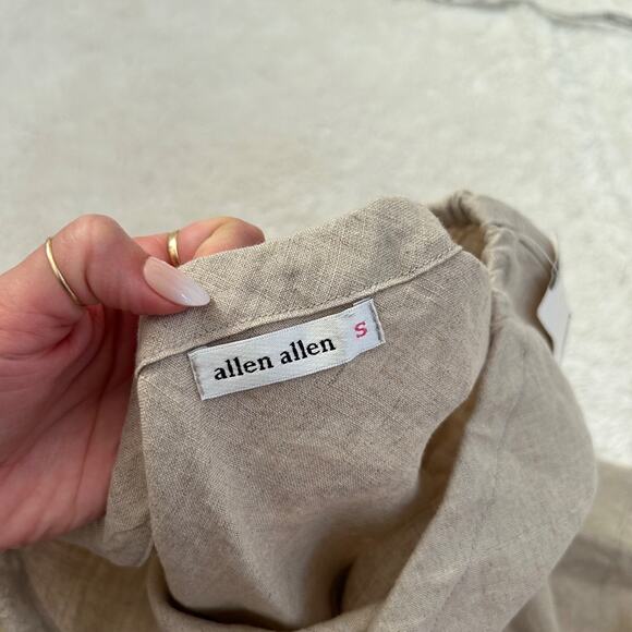 Allen Allen 100% Linen Skirt Beige Tiered Peasant Tie Waist Boho Casual Sz Small - Picture 5 of 6